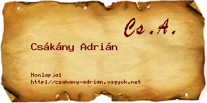 Csákány Adrián névjegykártya
